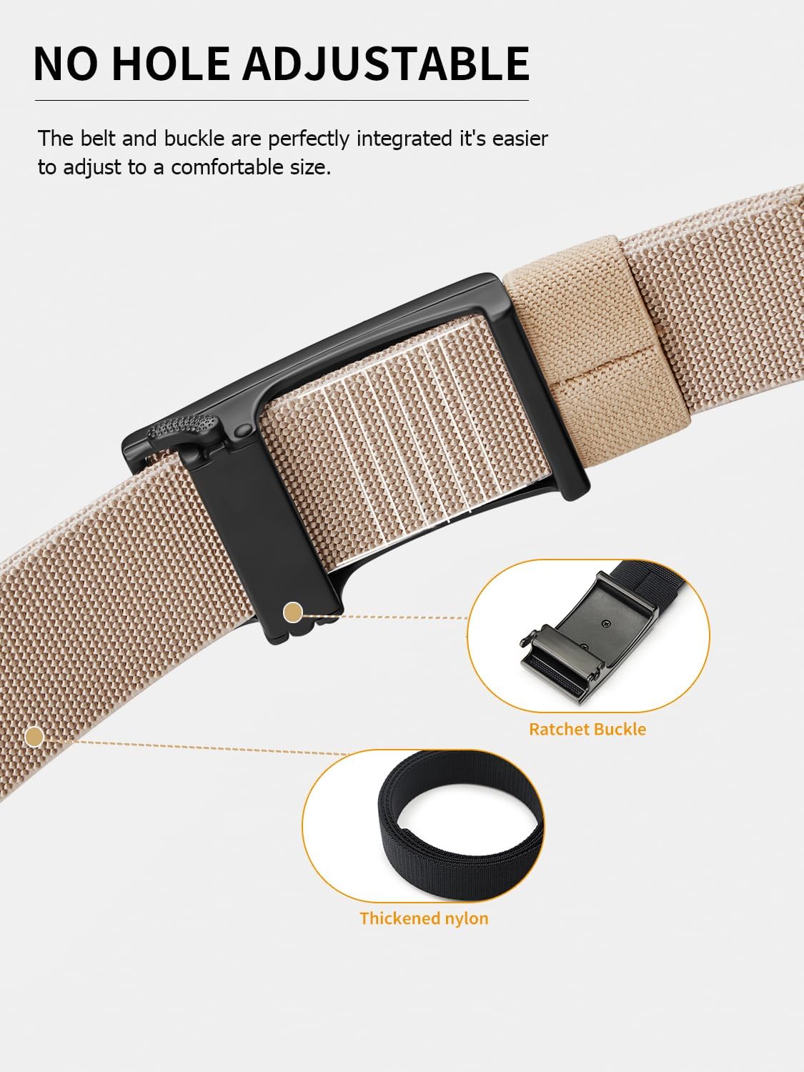 VANNANBA Ratchet Web Belt Men, Invisible Stretch Nylon Golf Adjustable Work Men's Belt with Casual Pants - Image 4