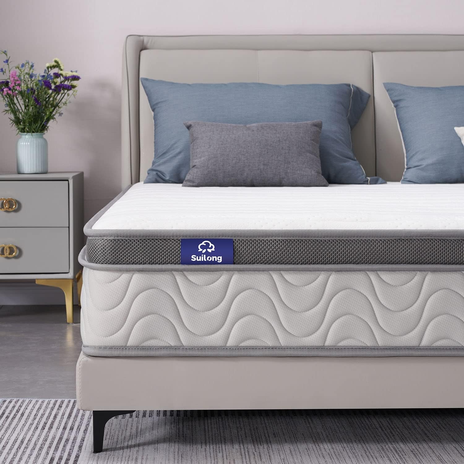 SUILONG Queen Mattress, 10 inch Spring Mattress, Medium Firm Mattress