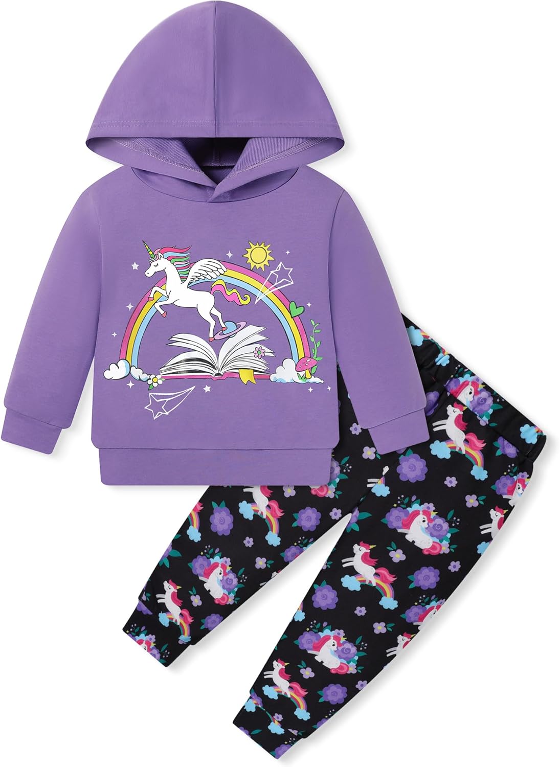 Coco&RARA Toddler Girls Clothes Baby Hoodie Sweatshirt Flower Sweatpants Outfits 2pcs Fall Winter Tracksuit Set 18M-6T