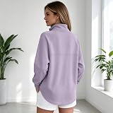 Jielayou Womens Quarter Zip Pullover Fleece Oversized A01-light Purple – True To Size Straight Body