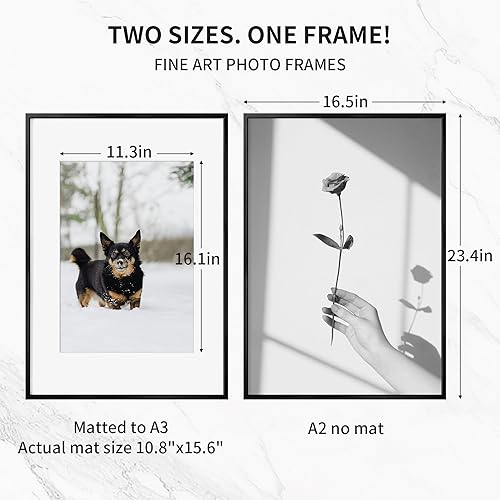 Miniatura 601 de Fun Memories Portarretratos de metal de 16 x 20 pulgadas con paspartú de 11 x 14 pulgadas, acabado de aluminio cepillado, parte delantera de vidrio