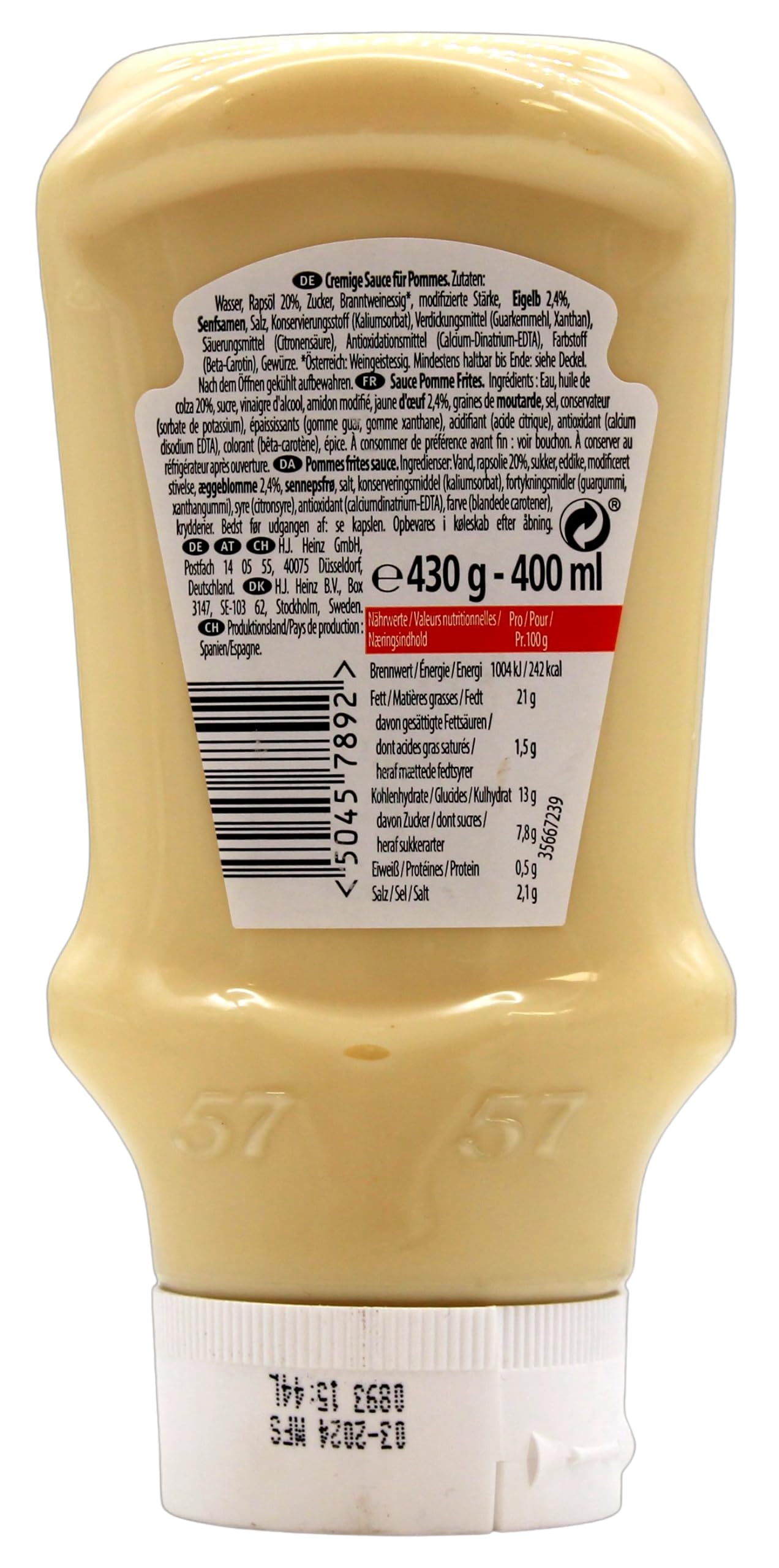 Heinz Salsa para Patatas Fritas, Pack de 5 Botellas, 400ml cada una