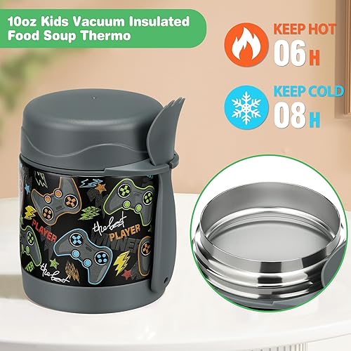 Miniatura 3 de Termo de sopa de 10 onzas para niños con aislamiento térmico para alimentos calientes, contenedor térmico de almuerzo para alimentos calientes,