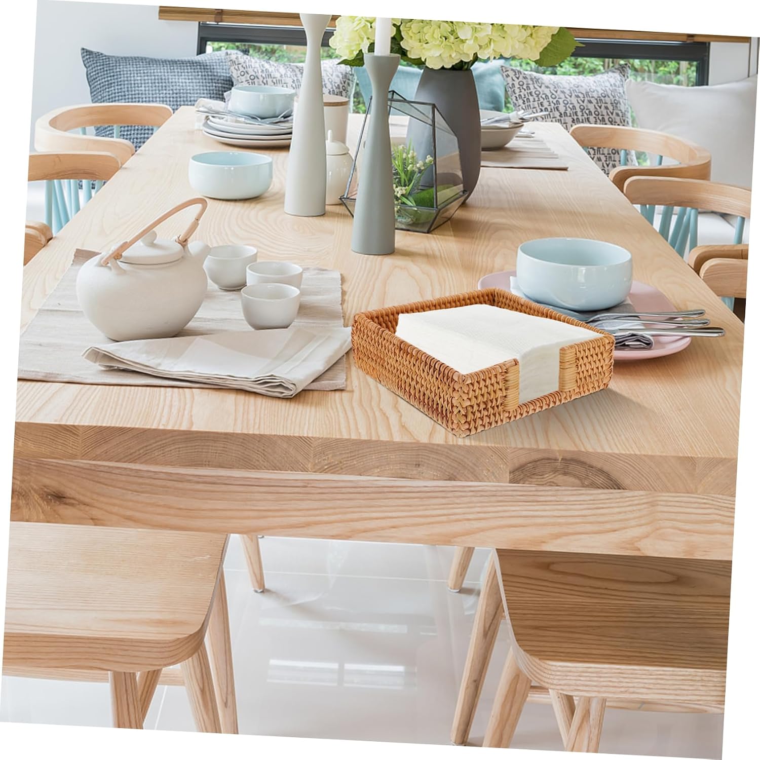 Rattan Napkin Storage Box Rustic Decorative Organizer Napkin Holder for Table