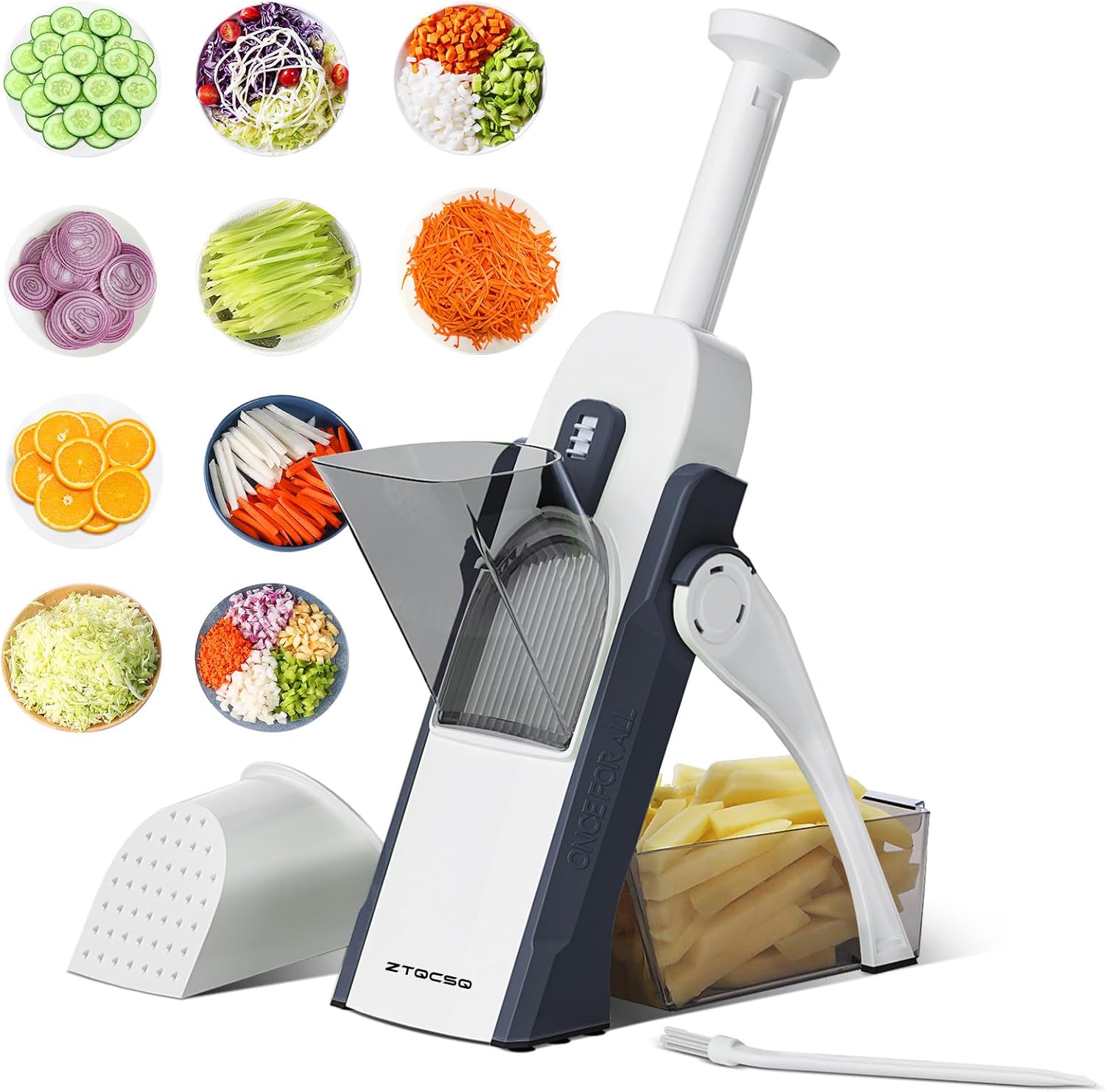 [5 in 1] Mandoline Slicer for Kitchen & Safe Vegetable Chopper & Adjustable Mandoline Slicer, can't Detachable Blade, Mandolin can Cut Slicing, Strips, Shredding, Dicing