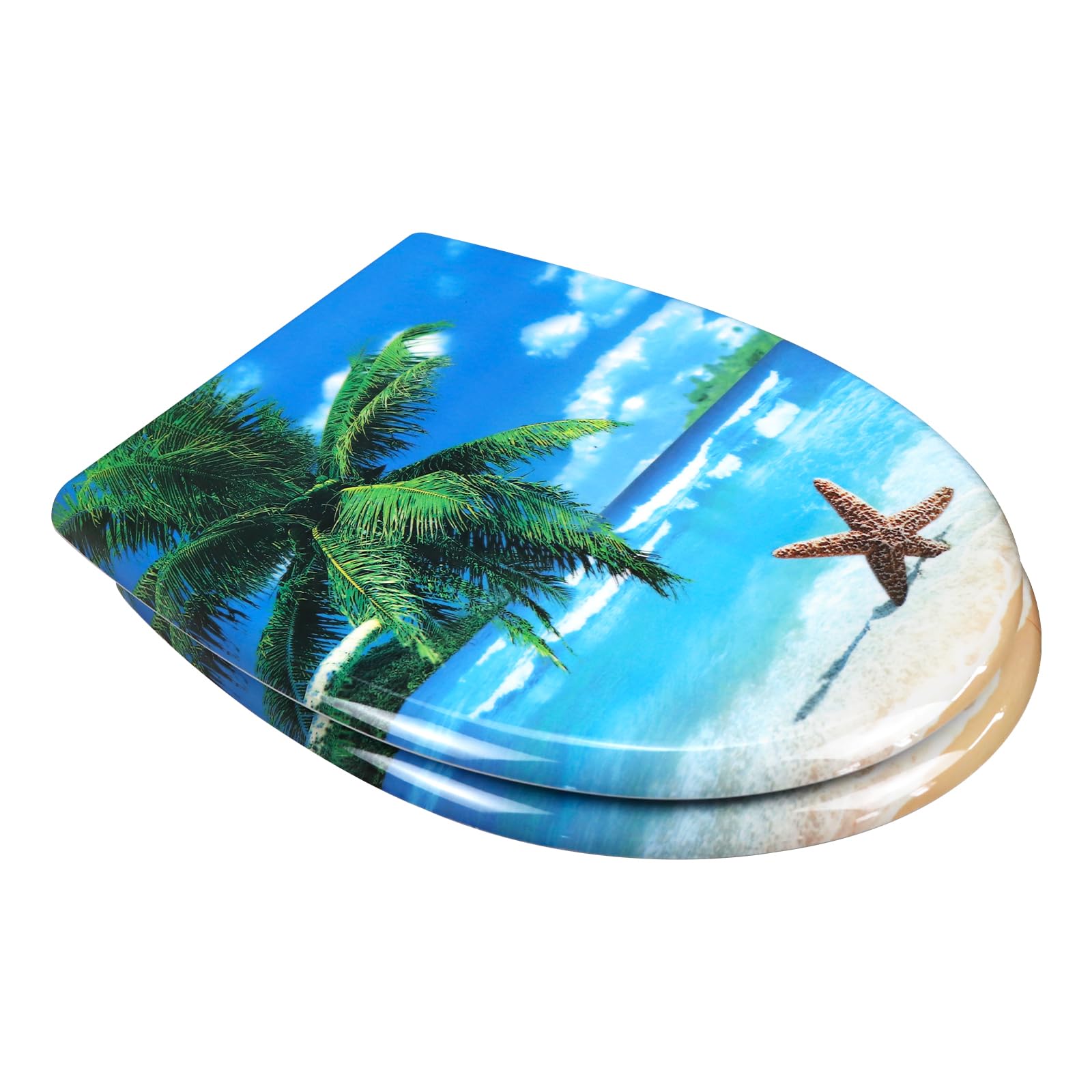 Fanmitrk Duroplast Toilet Seat Soft Close,One Botton Quick Release,Toilet Lid with Top Fixing,Colourful Patterns (812-5) - Image 3