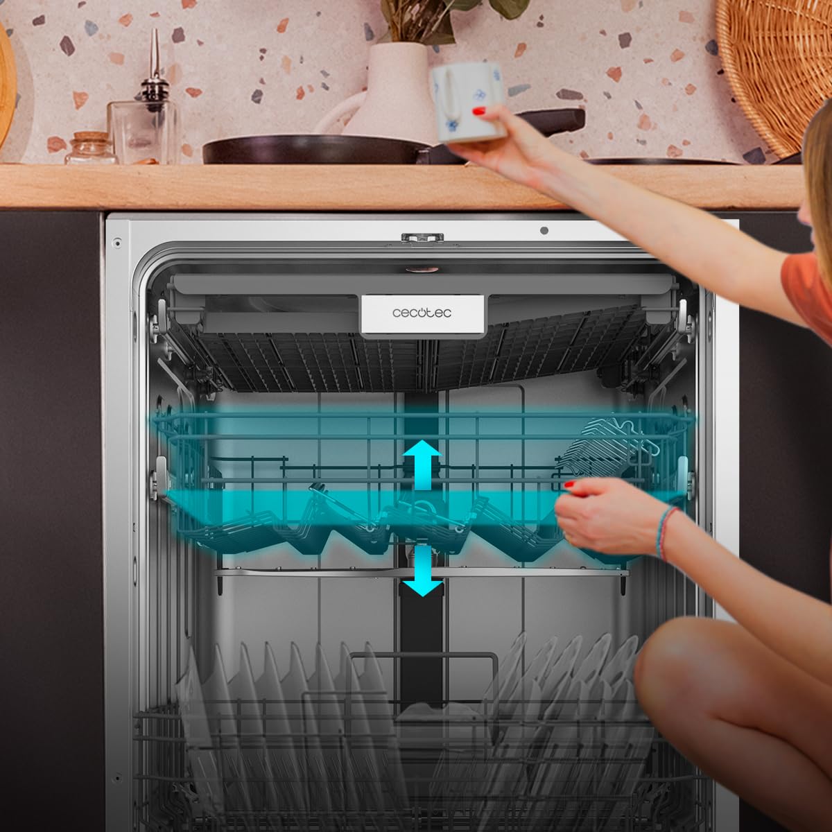 Cecotec Lave-vaisselle Intégrable 60cm Bolero Aguazero 8001 Full BI B. 14 couverts, 8 programmes, Moteur Inverter Plus, 3ème panier, Contrôle tactile, O2 Dry