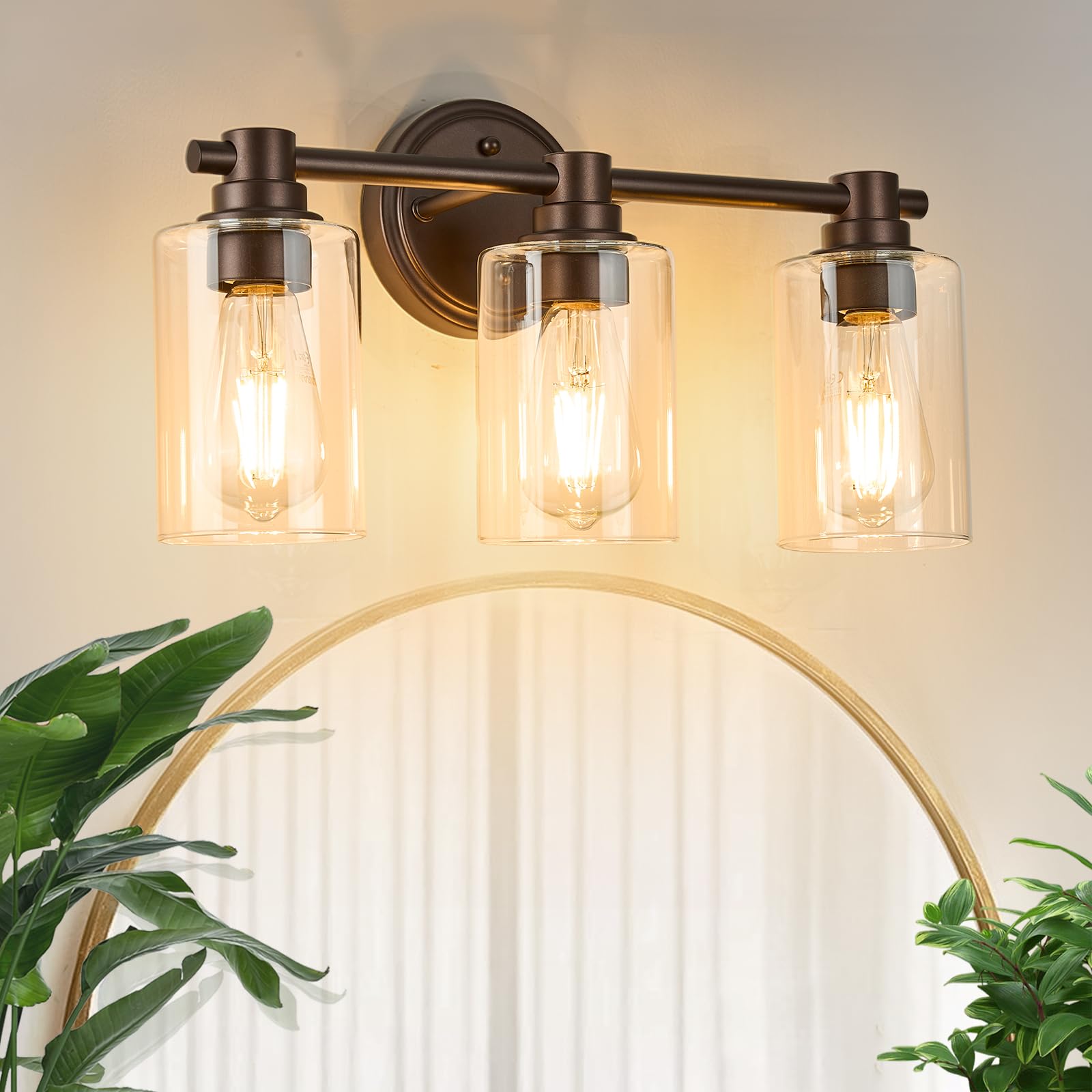 Bathroom Light Fixtures Wall Sconce Light with Clear Glass Oil Rubbed