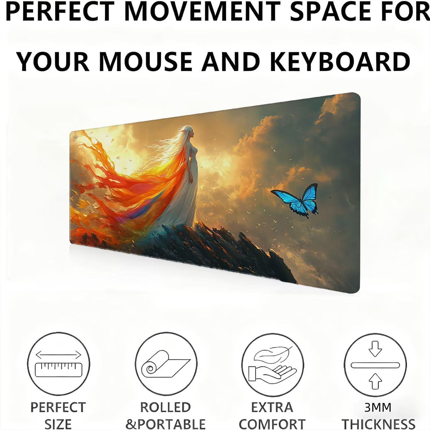 Podkładka pod mysz, podkładka pod mysz XXL 1200 x 600 podkładka pod mysz dla graczy, wodoodporna gumowa podstawa, duża podkładka pod mysz do gier na biurko szyte krawędzie wodoodporna antypoślizgowa