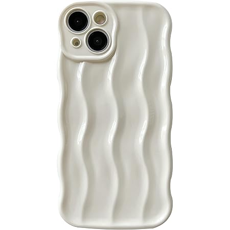 Caseativefor iPhone 15 Pro Max Case,Water Ripple Pattern Curly Wave Frame Soft Phone Case (White)