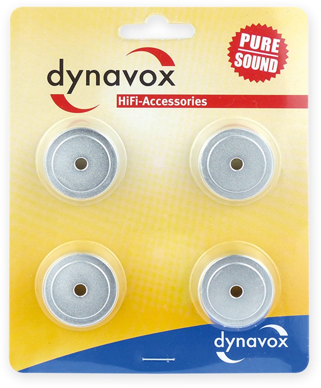 Dynavox piedini in alluminio midi set di 4 unità ammortizzatori in gomma 10 kg per piedino argento