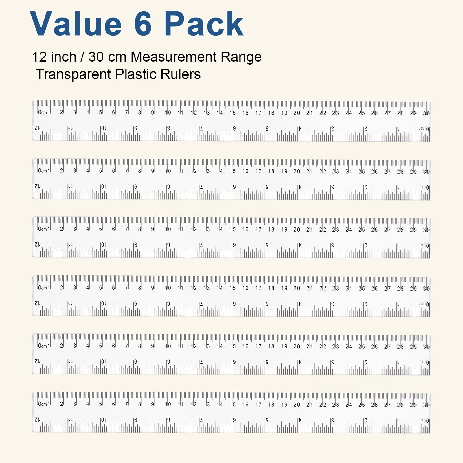 12 Stück Lineal Set 30cm - Transparente Schullineale Für Grundschule - Mit Klaren Markierungen