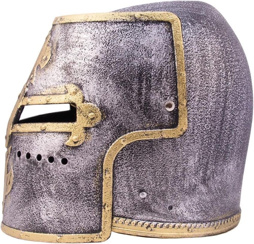 Casque de chevalier pour enfant avec visière - Casque de déguisement médiéval - Accessoires de jeu de rôle pour chevalier et château - Plastique - Taille : environ 57 cm