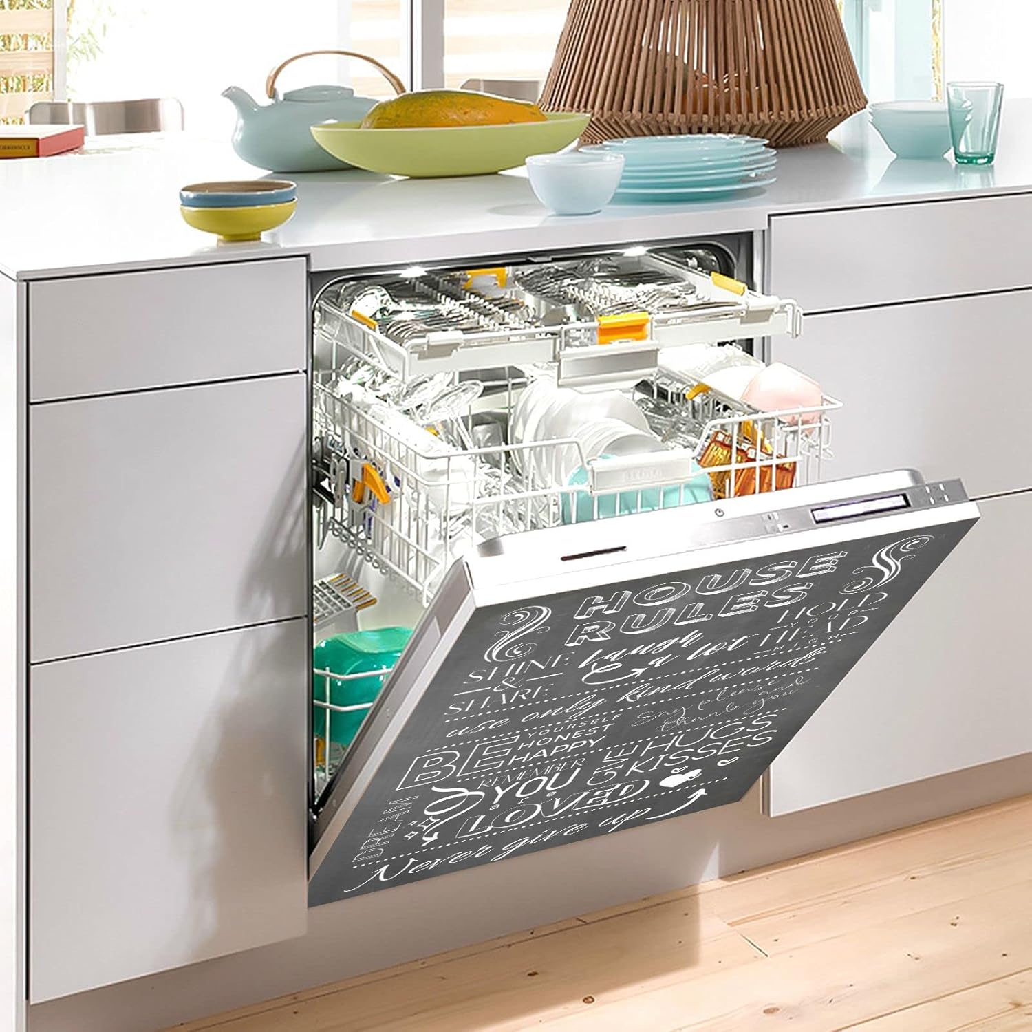 Naanle Dishwasher Magnet Cover House Rules Front Dishwasher Cover Magnetic Home Cabinet Decals Appliances Stickers Refrigerator Decorative 23" x 26"