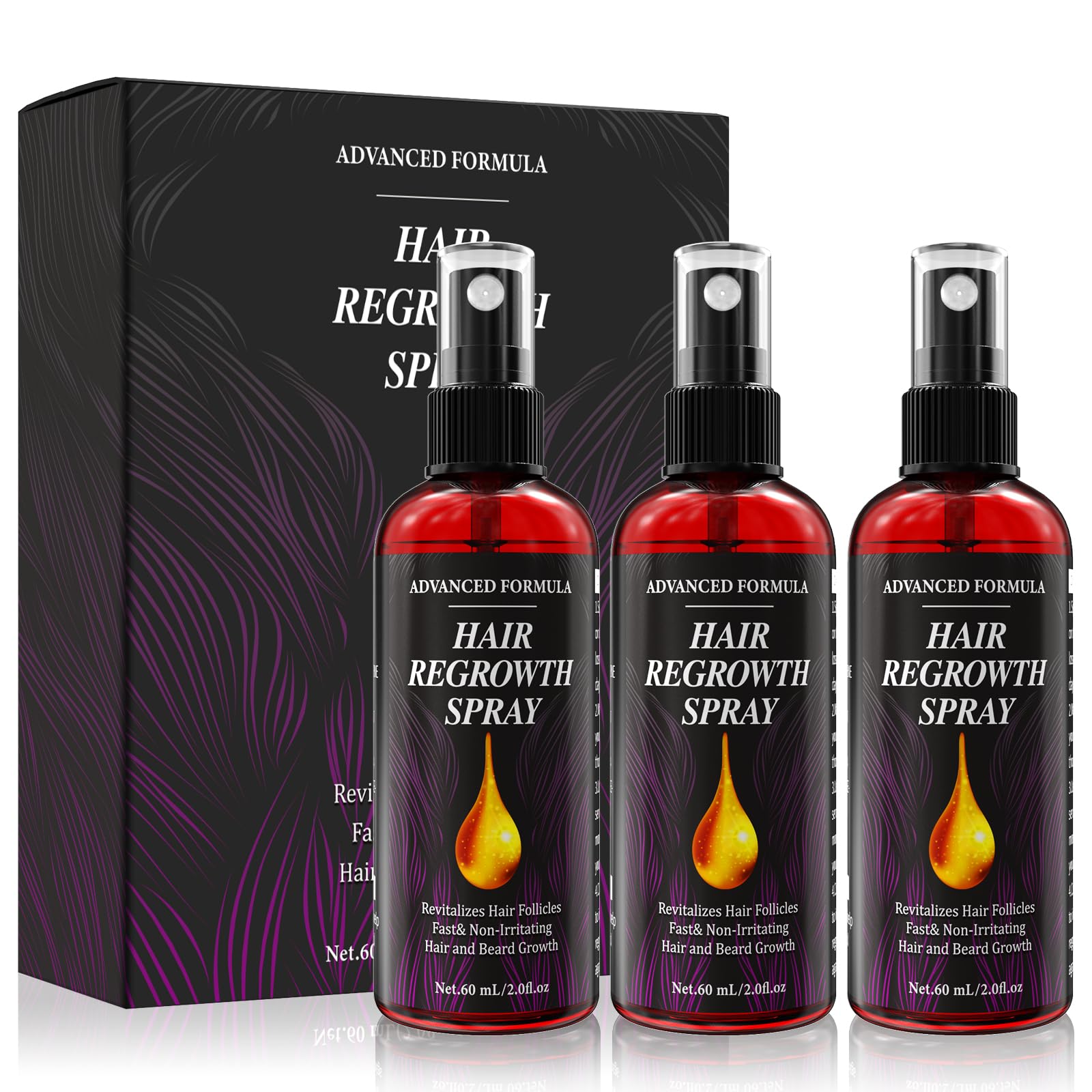 AMAINKI - Olio di rosmarino per la crescita dei capelli,60ml(3Pack) | olio di ricino siero&biotina per donne e uomini-per la perdita dei capelli, olio per barba, accelerare la cura naturale dei