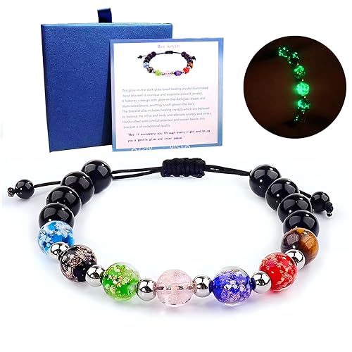 Luminous glass bead healing crystal luminous beaded bracelet (Glow in the dark bracelet)
