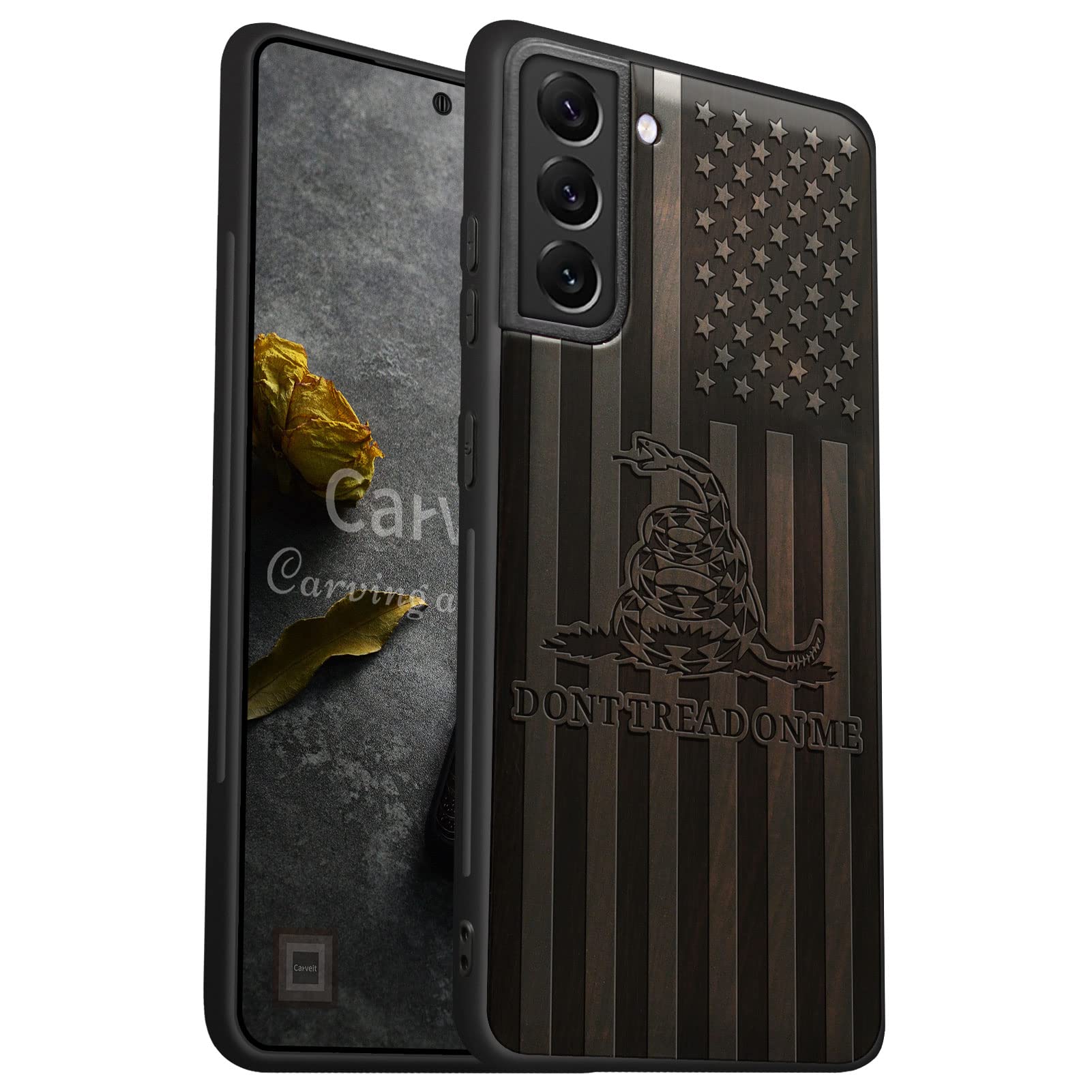 Carveit Wood Case for Galaxy S21 Case [Natural Wood & Soft TPU] Shockproof Hybrid Protective Unique Wooden Cover Compatible with Samsung S21 5G (