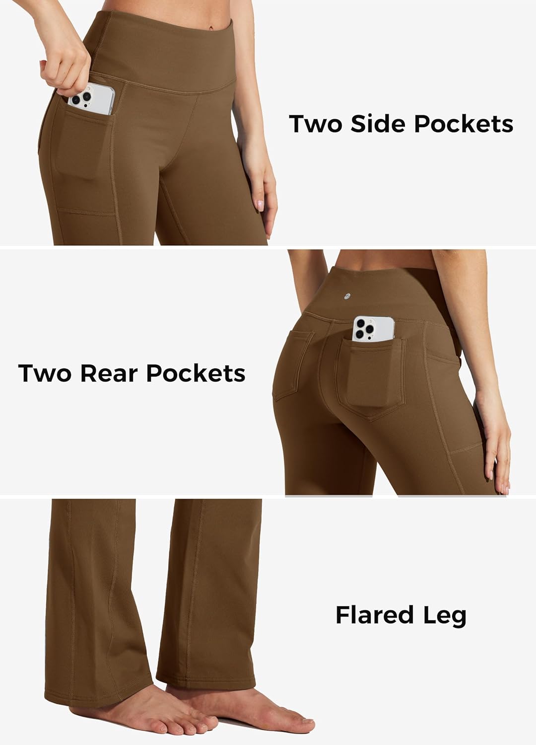 Willit Women's Fleece Lined Pants Yoga Bootcut Thermal Winter Pants High Waisted Flare Leggings Water Resistant - Image 5