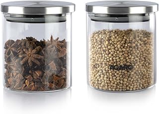 AGARO 34020 Elite Glass Jar Set of 2, Clear
