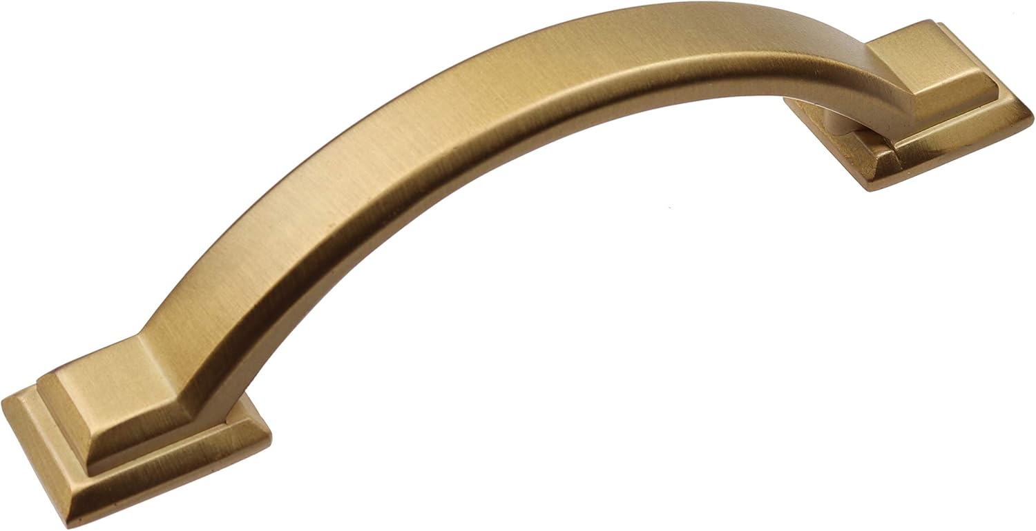 GlideRite 3-inch Hole Spacing Arched Cabinet Drawer Pulls, Pack of 10, Satin Gold, 4355-SG-10