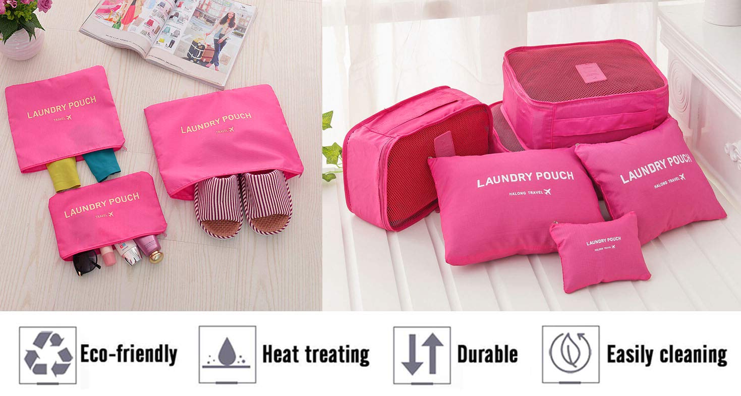 Vicloon Organizer Valigie Viaggio Set 6/8 Pezzi, Cubo Borse di Stoccaggio, Waterproof Separatori Buste Viaggio Travel Organizer, Organizer da Viaggio per Vestiti, Scarpe, Cosmetici Cubi di Imballaggio