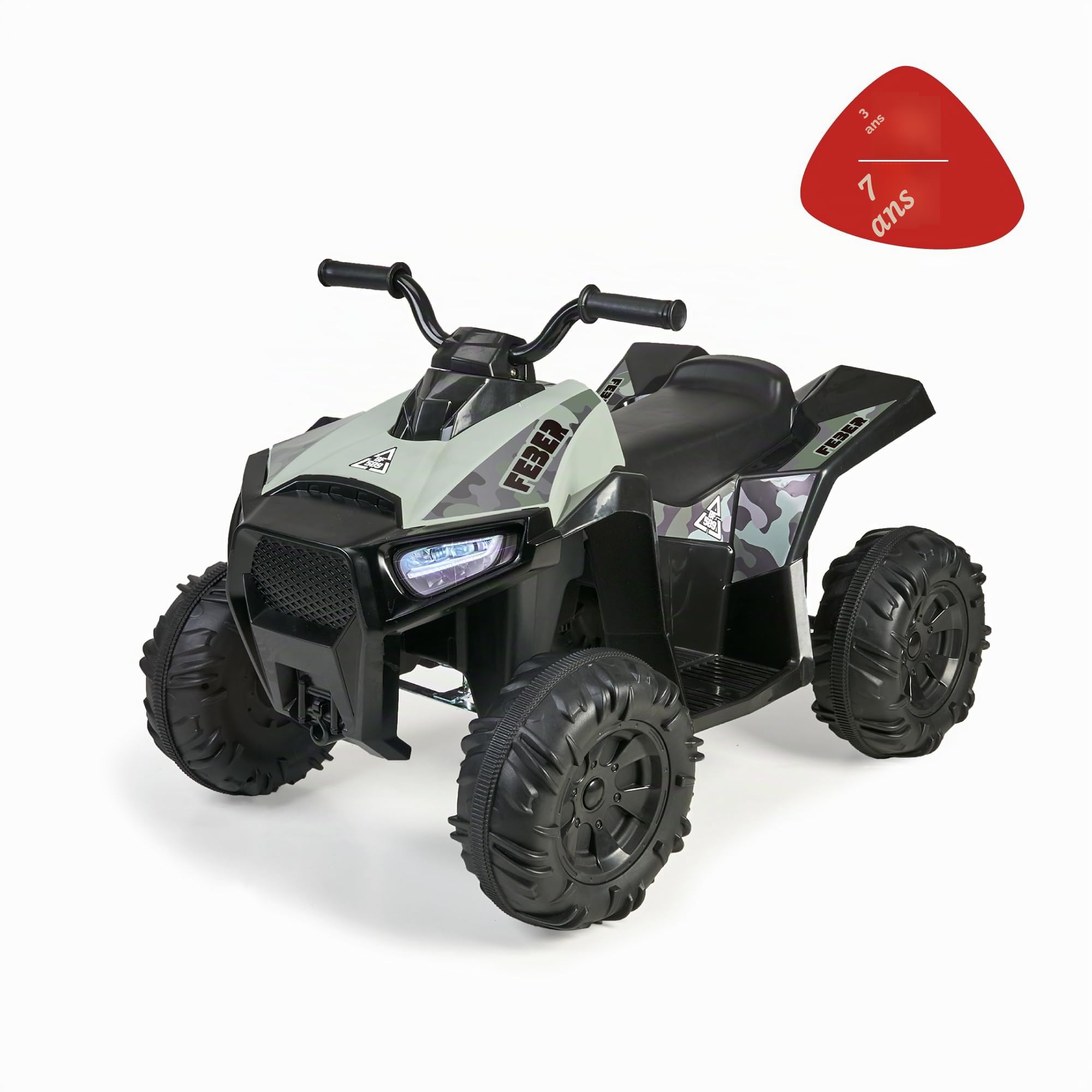 FEBER - Quad Boxer 12V, véhicule électrique à Batterie 12V, avec Marche Avant, Marche arrière et Frein, jusqu'à 5 km/h, Chargeur Inclus, 45 Min de Jeu, +3 à 5 Ans, Famosa (FEN45000)