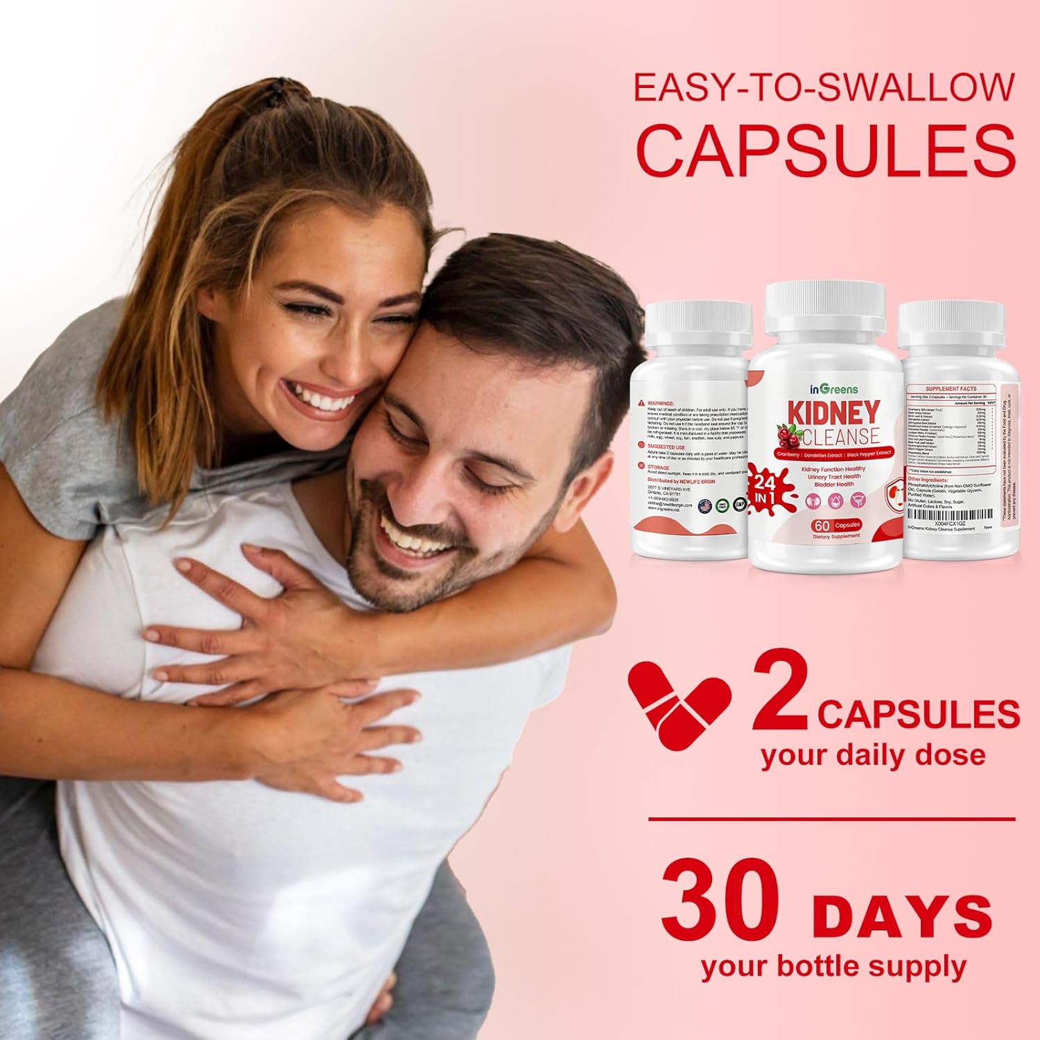 24-in-1 Kidney Support Supplement – Cranberry & Uva Ursi Capsules with Astragalus and Black Pepper Extract for Kidney & Urinary Tract Health – Made in USA, 60 Capsules - Image 6