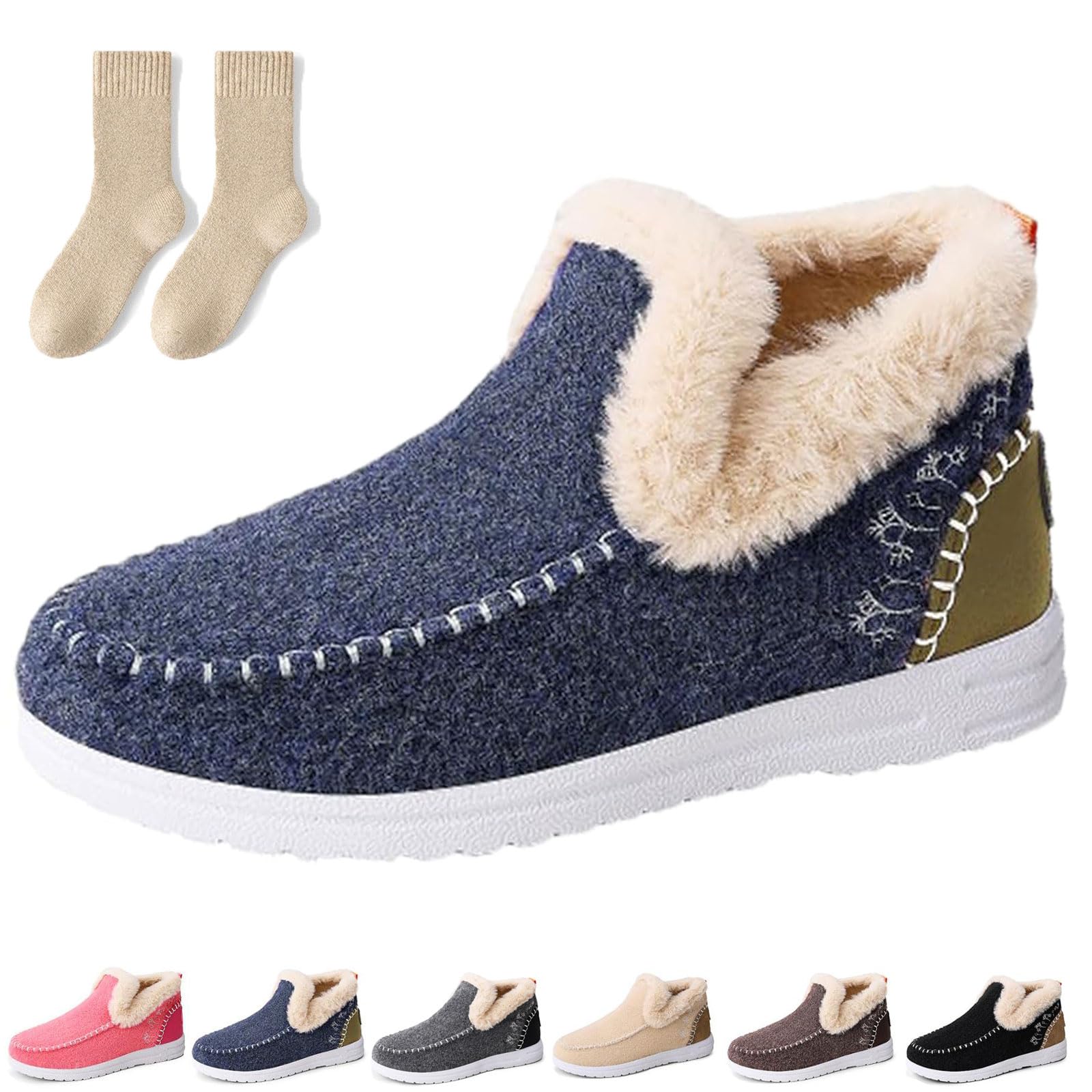 Upgraded Orthopedic Fleece Slip-On Boots Winter Fleece Boots for Women Cozy Comfort Warm Outdoor Walking Fluffy Snow Boots