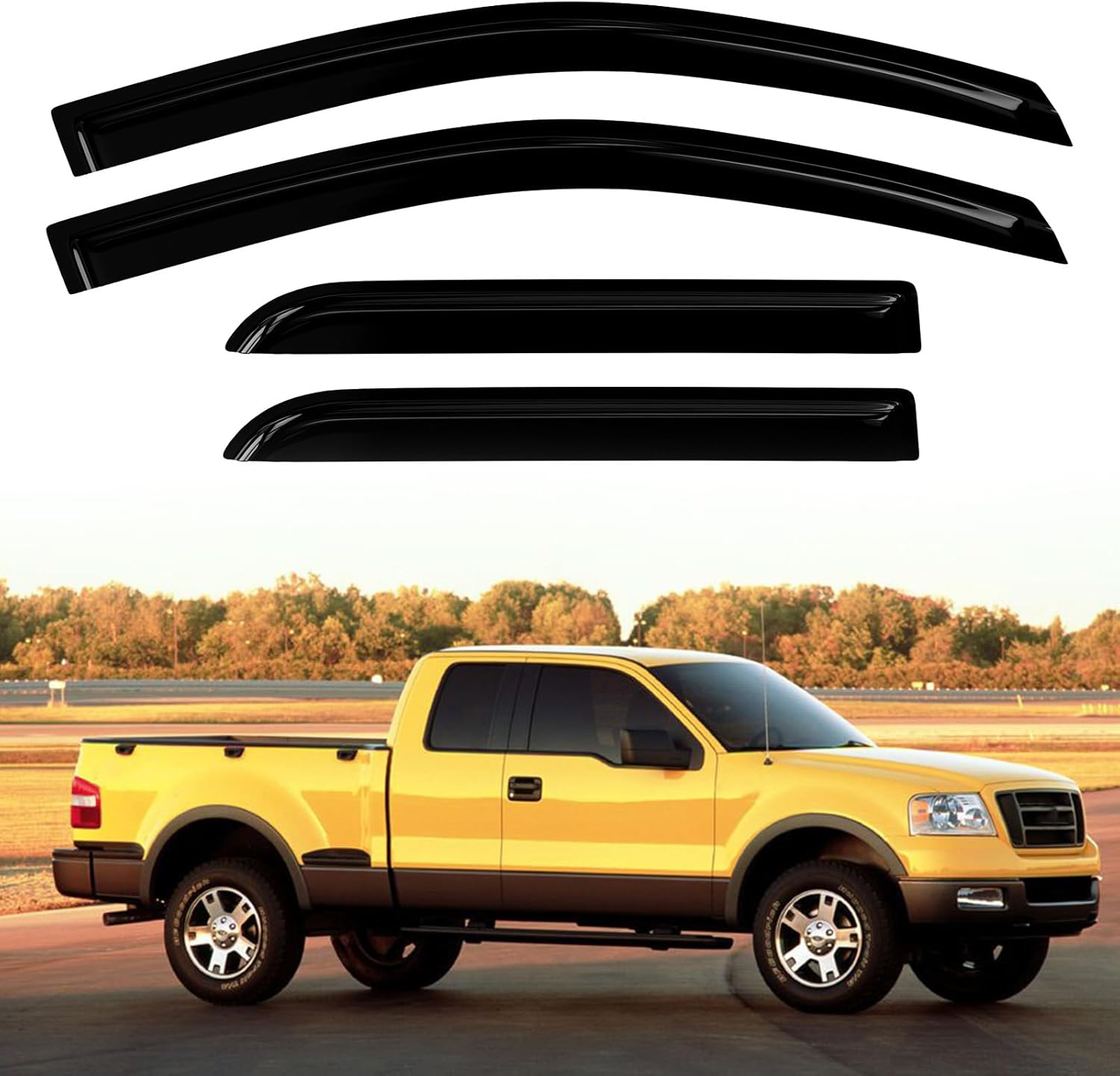 ( incomplete/ only 2) )Rain Guards for Crew Cab 2004-2008 Ford F150 2006-2008 Lincoln Mark LT 4PC Front Rear Side Window Visors Sun Shade Vent Deflector 04-08 Ford F150 06-08 Lincoln Mark LT