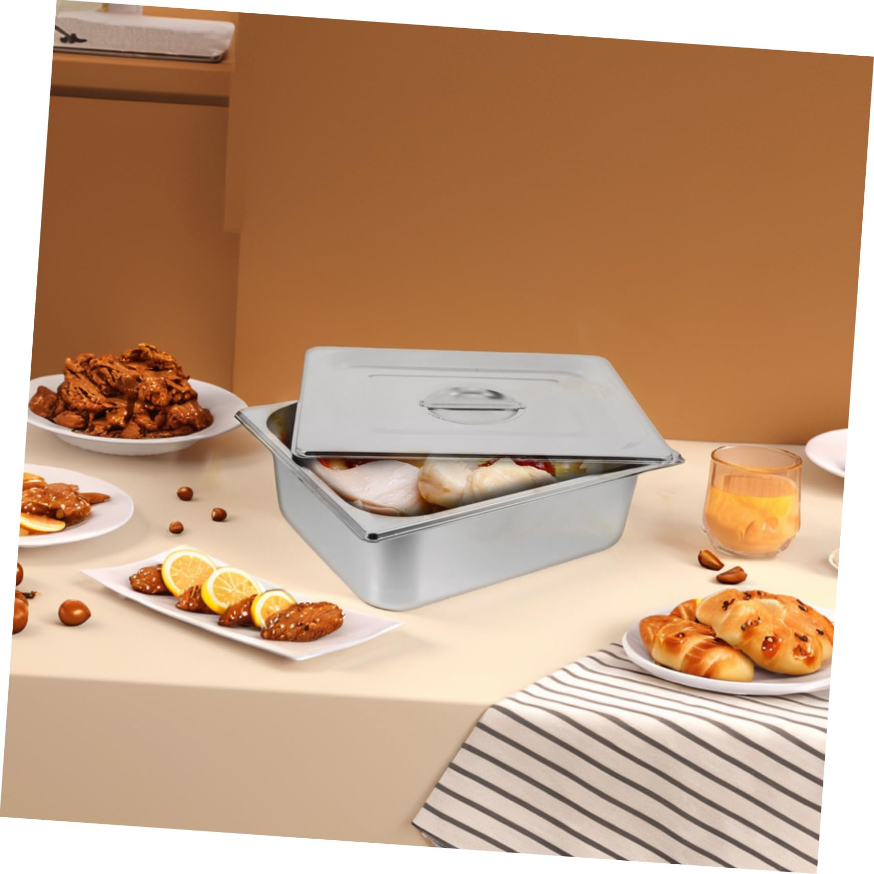 Edelstahl Gastronormbehälter 1/1 mit Deckel, Silber für Großcatering