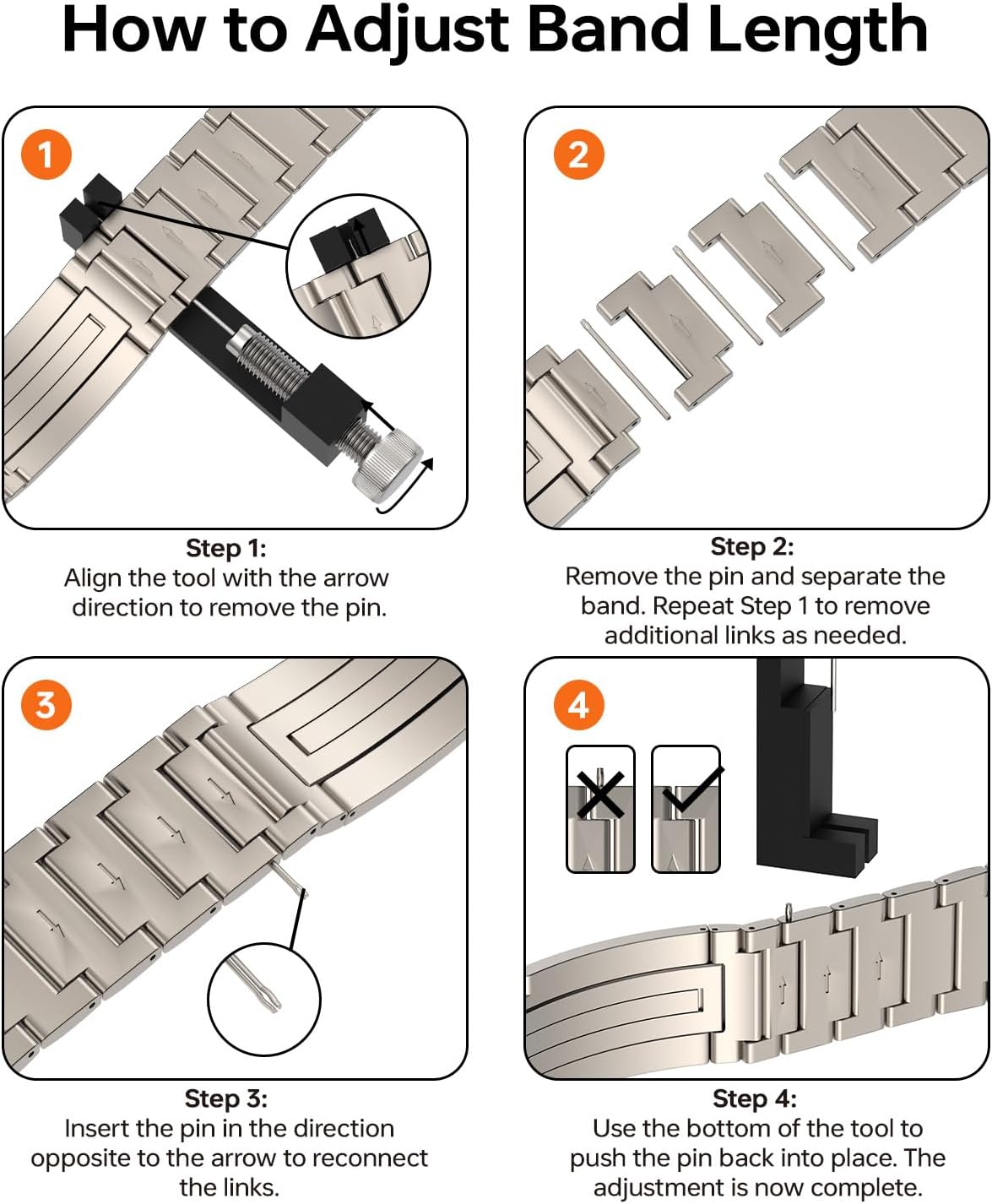 HONTECH Grade 2 Titanium Band Compatible with Apple Watch Ultra/Ultra 2 (49mm),Adjustable Titanium Apple Watch Band for Men,DLC Coating Scratch Resistant - Image 7