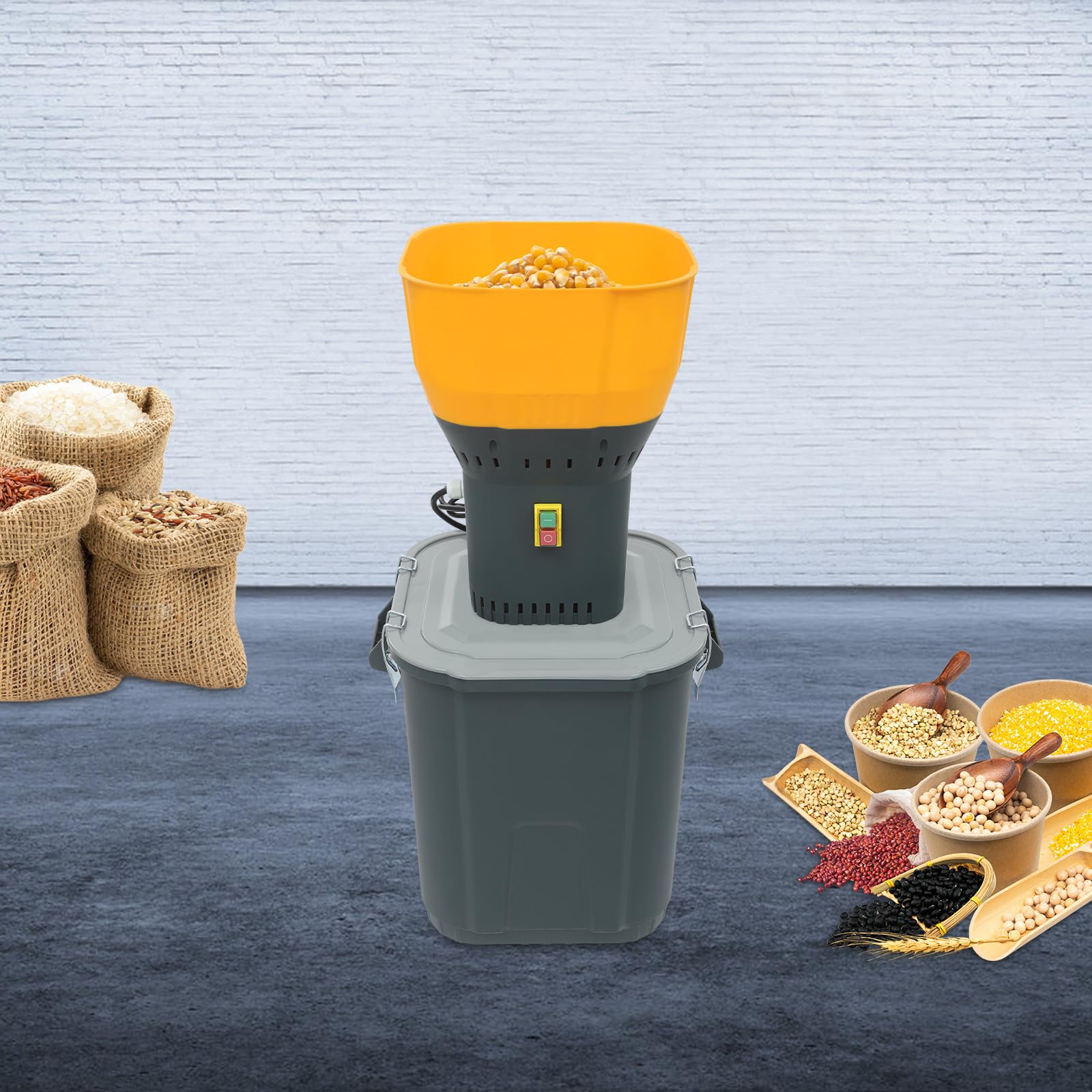 Elektryczny młynek do zboża 1300 W młynek do zmielenia 45 l pomarańczowy