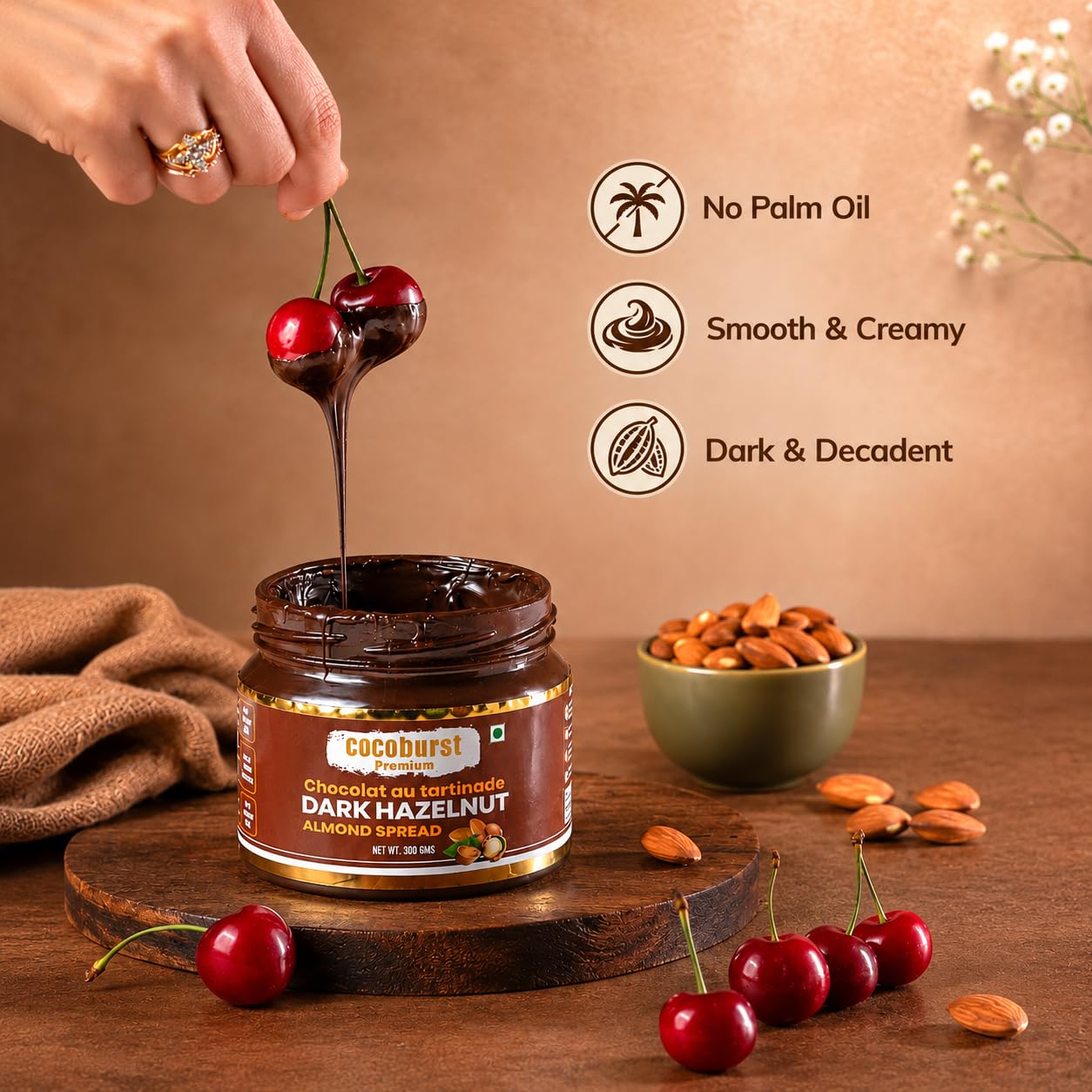 Jindal Cocoa Cocoburst Dark Chocolate Hazelnut Almond Spread