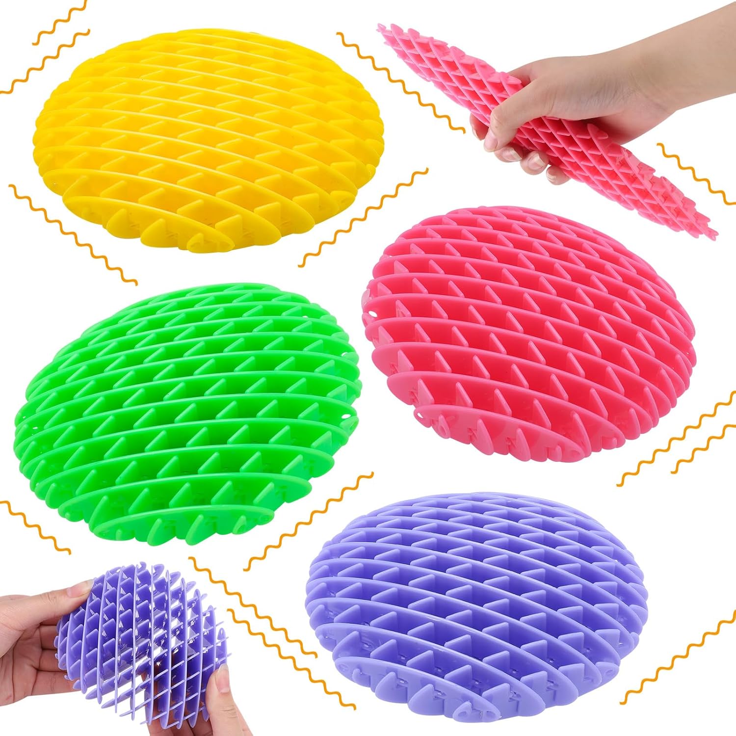 4 Pieces Fidget Worm Age 5+,Rainbow Color Fidget Toys,Fun Stress Relief for Kids & Adults,Sensory Squeeze Toys,All Ages