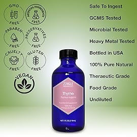 Thyme Essential Oil, Food Grade - 100% Pure, Thyme Oil, by Zongle Therapeutics, 4 OZ