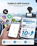 3 Canal Dash Cam Avant et Arrière Intérieur avec STARVIS 2, 64GB Carte, 4K+2,5K+ 2,5K UHD Dashcam pour voitures, Construit dans GPS & Wi-Fi 5,8 GHz, enregistrement de boucles, vision nocturne, guide vocal, 24H Mode de stationnement