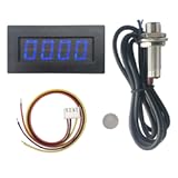DIGITEN 4 Digital LED Tachometer RPM Speed Meter+Hall Proximity Switch Sensor NPN Blue
