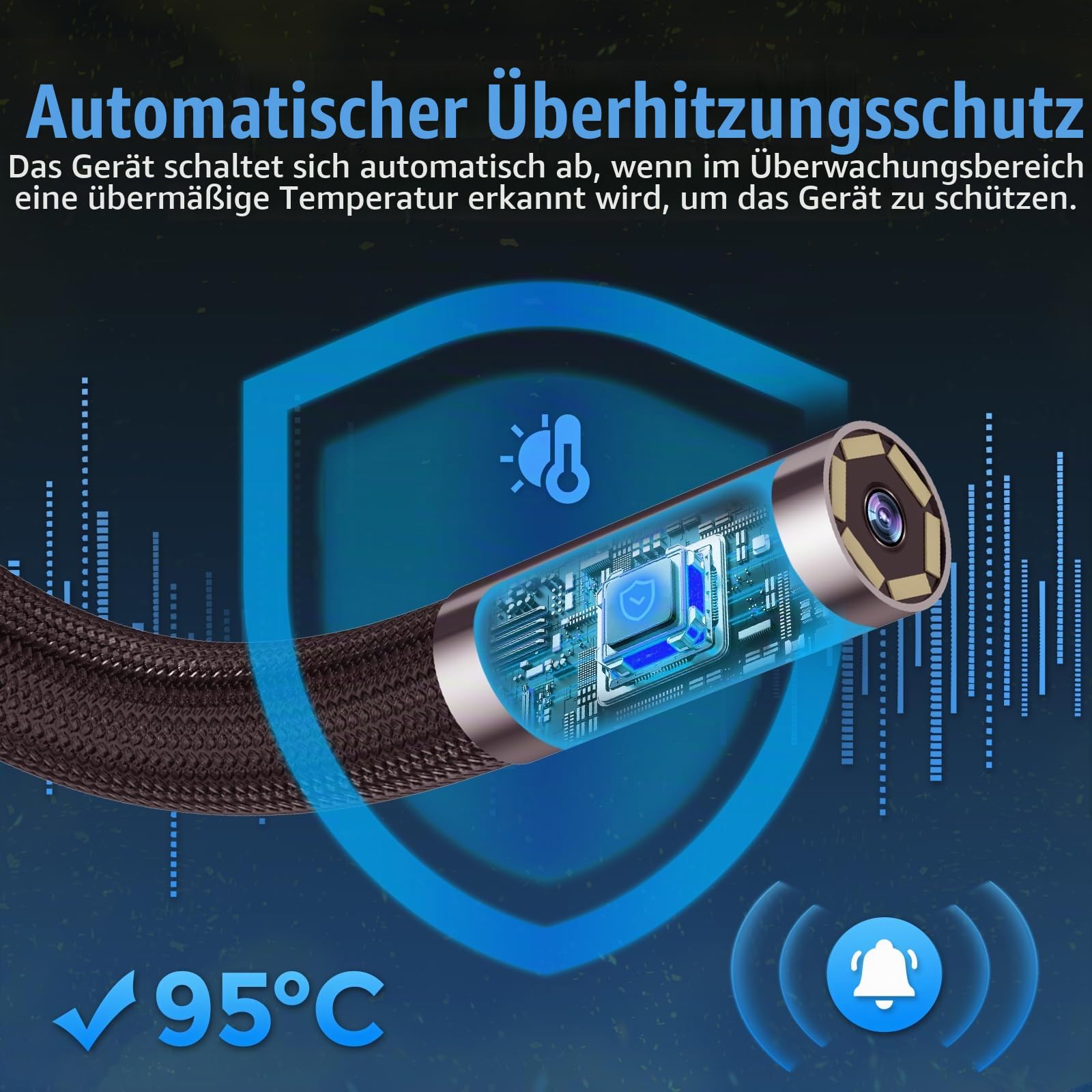 Endoskopkamera mit Licht und 4 Zoll Bildschirm,𝟏𝟎𝟖𝟎𝐏 𝐇𝐃 𝐈𝐏𝟔𝟕 𝟔 𝐋𝐄𝐃 Endoskopkamera mit 32GB SD Karte, Inspektionskamera für Automobil-, HVAC- und Mechanikbereich.