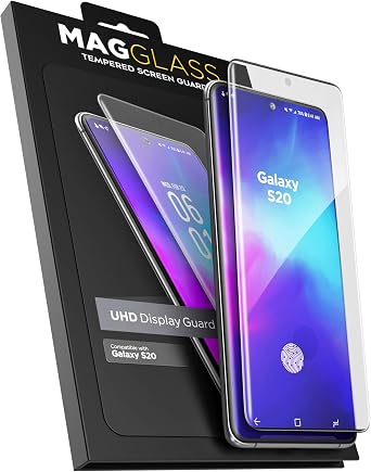 magglass Samsung Galaxy S20 Tempered Glass Screen Protector with In Screen Fingerprint Sensor - Anti Bubble UHD Clear Scratch Resistant Display Guard Case Compatible