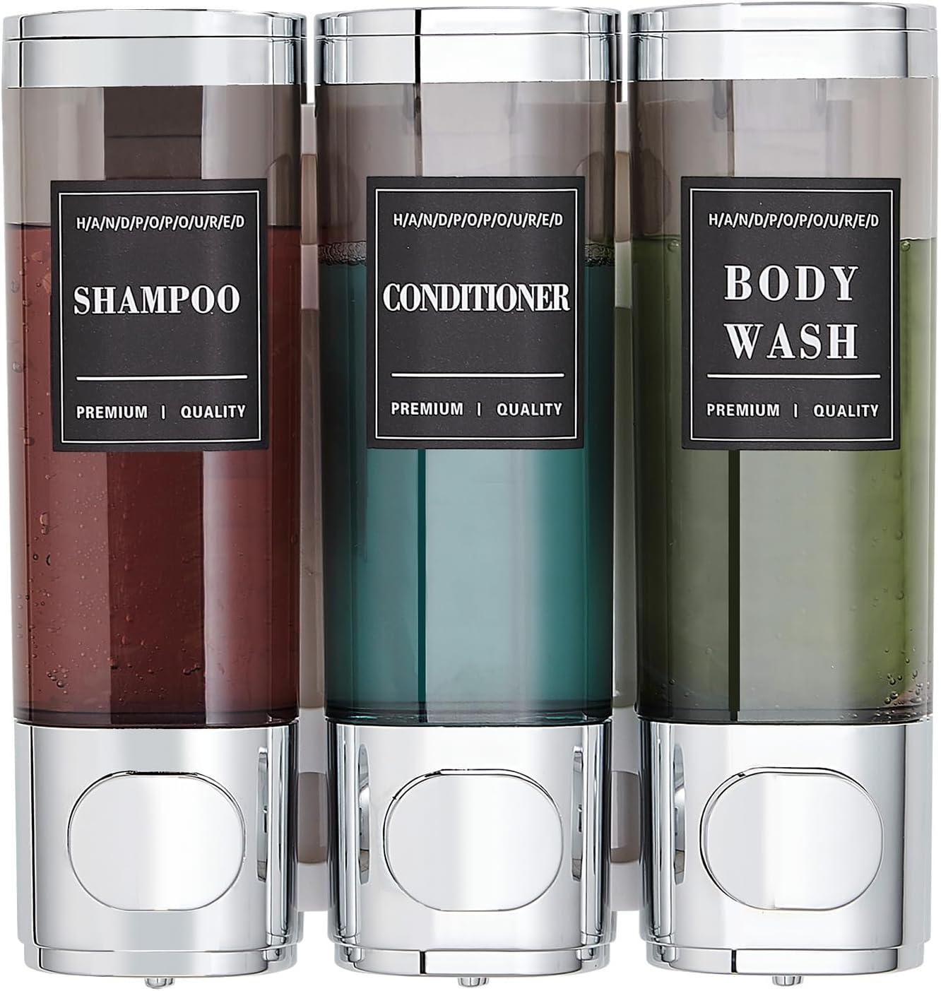 Shower Soap Dispenser Wall Mounted No Drill Shampoo and Conditioner Dispenser for Shower With Large Capacity Hand Soap Dispenser for Bathroom Kitchen Hotel 300mlx3 Silver