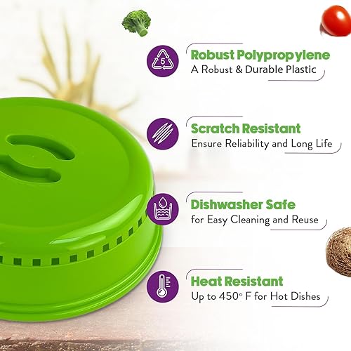 Miniatura 4 de Crisp Cubierta verde brillante para salpicaduras de microondas para alimentos, platos y más, tapa y accesorios a prueba de salpicaduras, duradera,