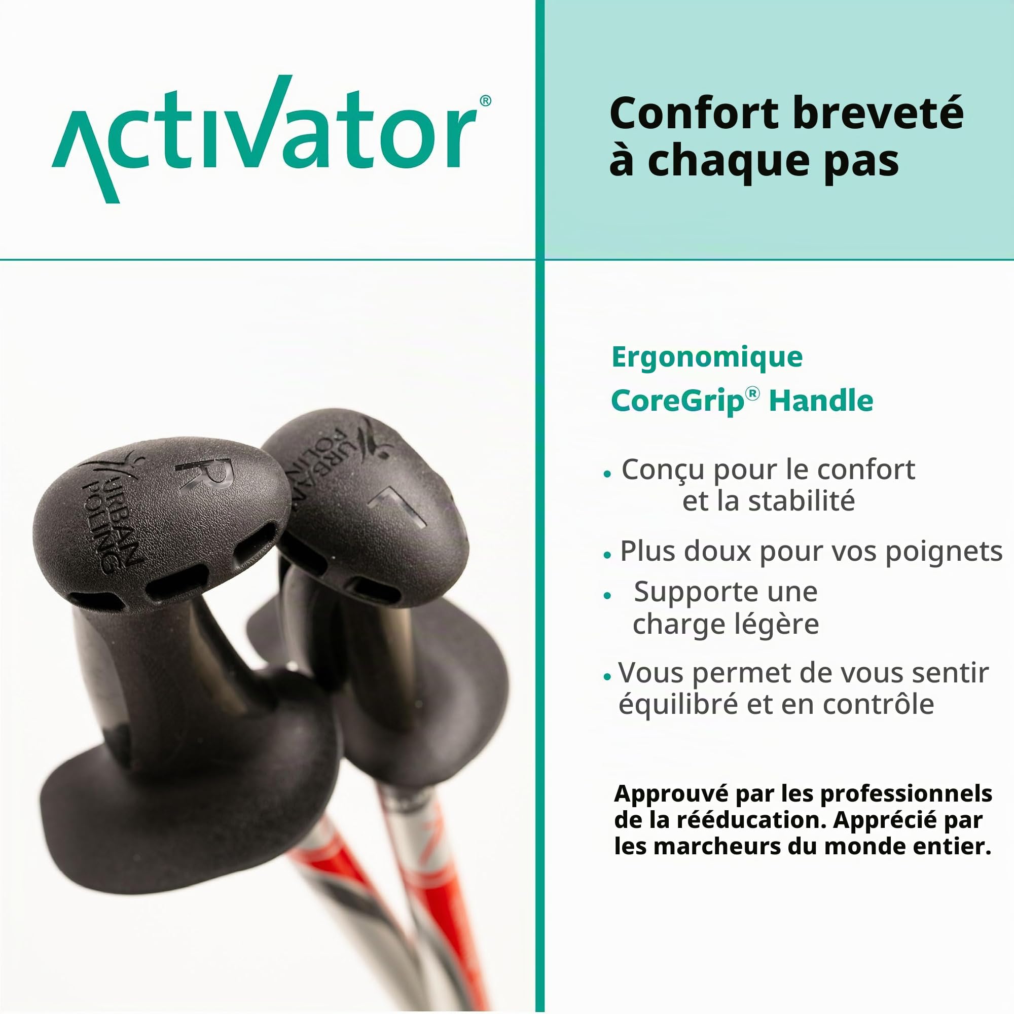 Bâtons de Marche ACTIVATOR pour Le renforcement du Tronc, la stabilité et Le déchargement