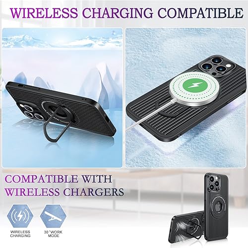 Miniatura 6 de Lokyoo Funda para iPhone 14 Pro con carga inalámbrica Magsafe, disipación de calor, soporte magnético, soporte invisible integrado y soporte de