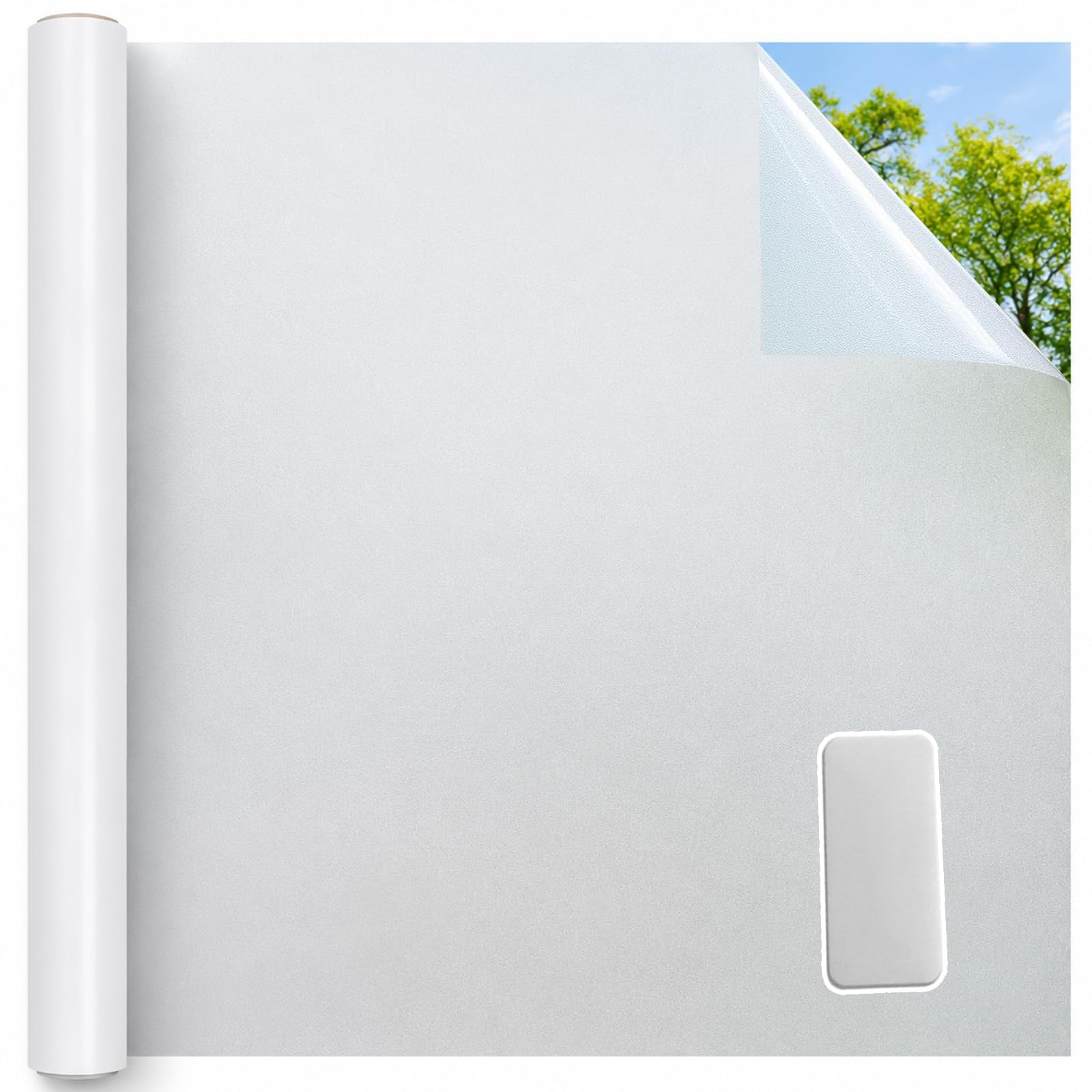 Lafefe Frosted Window Film Privacy Film for Glass Windows, Static Cling Frosted Glass Film, No Glue Window Covering with Squeegee, UV Blocking Anti Glare for Bathroom, Home & Office, 60 x 200 cm