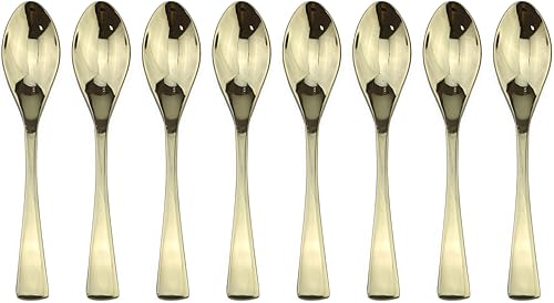 Espejo de lujo pulido oro champán 8 piezas 1810 cucharadita de acero inoxidable conjunto