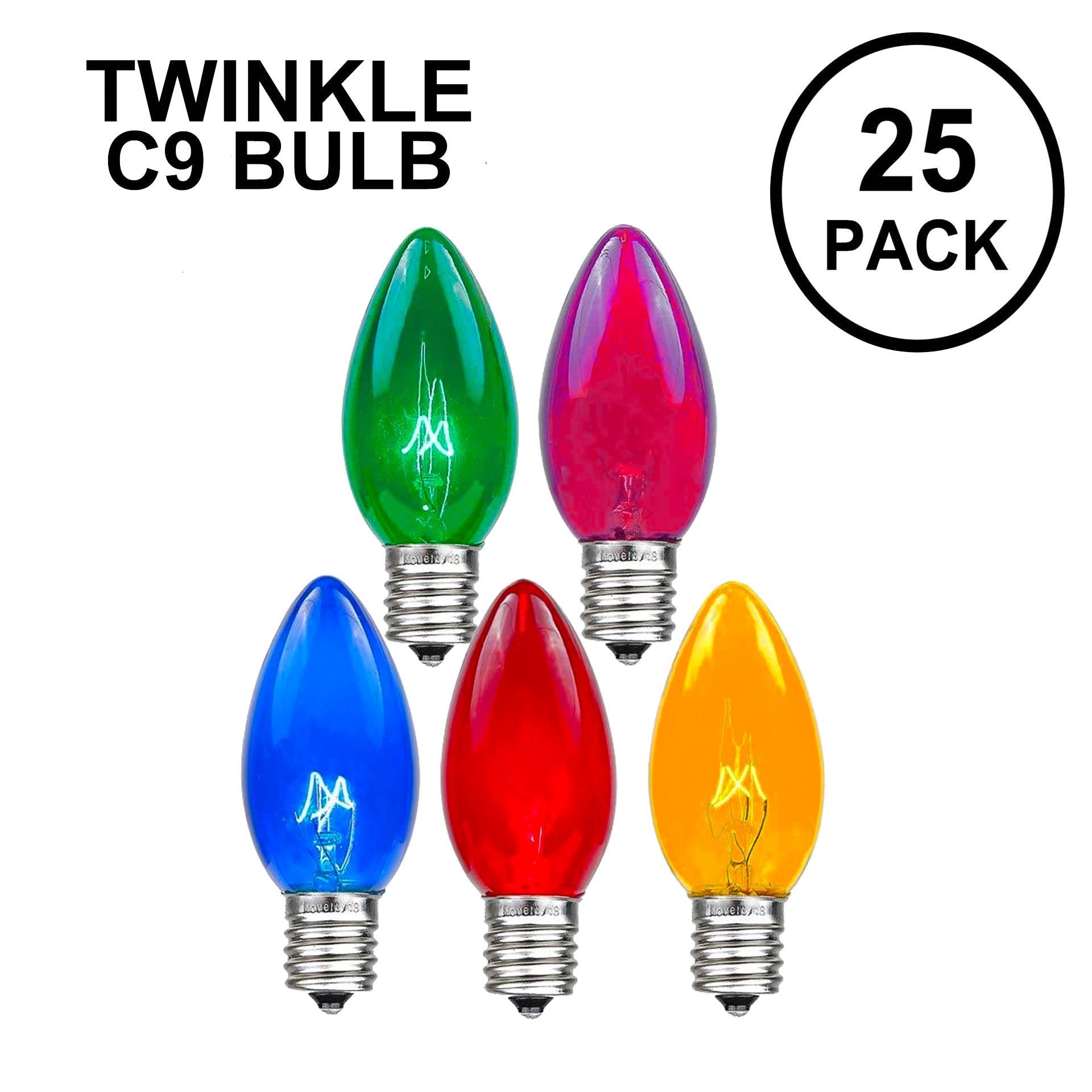 Novelty Lights 25 Pack C9 Twinkle Outdoor Christmas Replacement