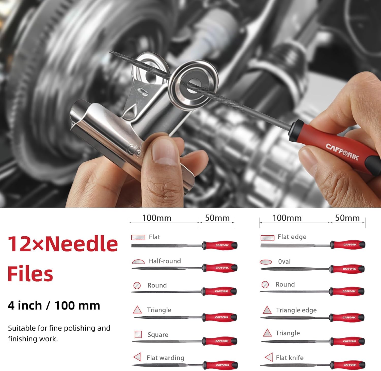 27PCS Metal File Set, Flat/Half-round/Round/Triangle Steel Files,12PCS Needle Files,10PCS Sandpapers, Wire Brush. Work for Metal, Wood and More