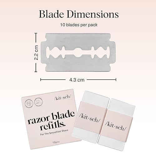 Miniatura 5 de Kitsch Recambios de cuchillas de afeitar de doble filo, cuchillas de afeitar de seguridad para un afeitado suave y cómodo, repuestos de acero