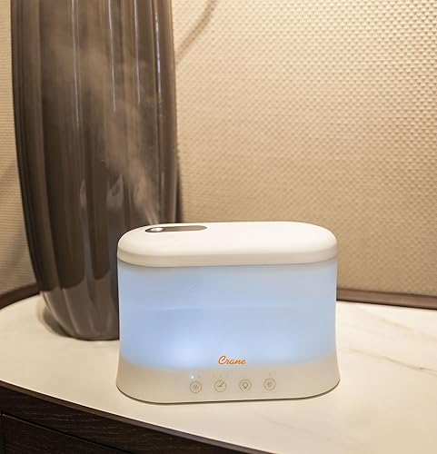 Miniatura 3 de Crane Humidificador de niebla fría de 1.9 litros y difusor de aceite esencial, silencioso, tiempo de funcionamiento de 15 horas, luz nocturna,