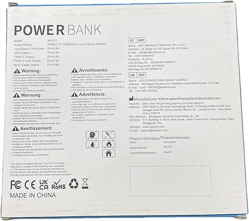 Miniatura 10 de AsperX Paquete de 2 cargadores portátiles de 10000 mAh, cargador USB C, carga rápida con cables integrados, pantalla LED, batería externa para